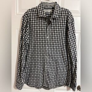 7 Diamonds Mens Shirt Black Orange Size M Medium Check Plaid Long Sleeve Premium